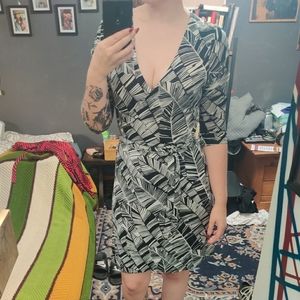 Black and white wrap dress